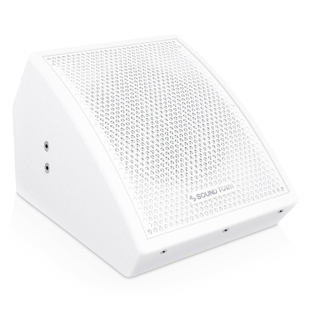 Sound Town CARME-U8MW-R | REFURBISHED: CARME Series 8" Coaxial Passive 2-way Professional PA DJ Stage Monitor Speaker, White with U Mounting Bracket, for Surface-Mount, Installation, Commercial Audio, Live Sound, Bar, Church - Wall Mount Applications