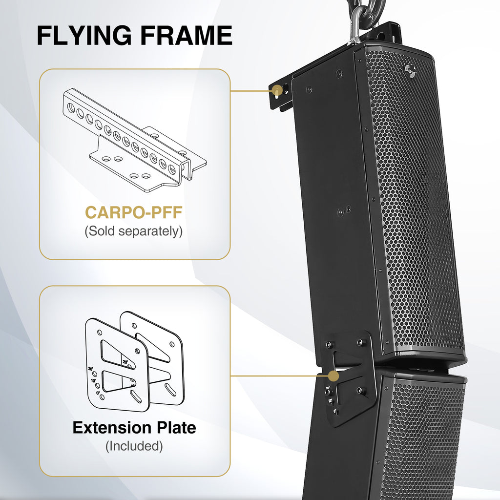 Sound Town CARPO-P3B | Pair of High-Power 500W Passive Column Line Array Speakers with 2x5" Woofers, Dual Compression Drivers, Birch Plywood, Wall Mount, Black - Flying Frame 