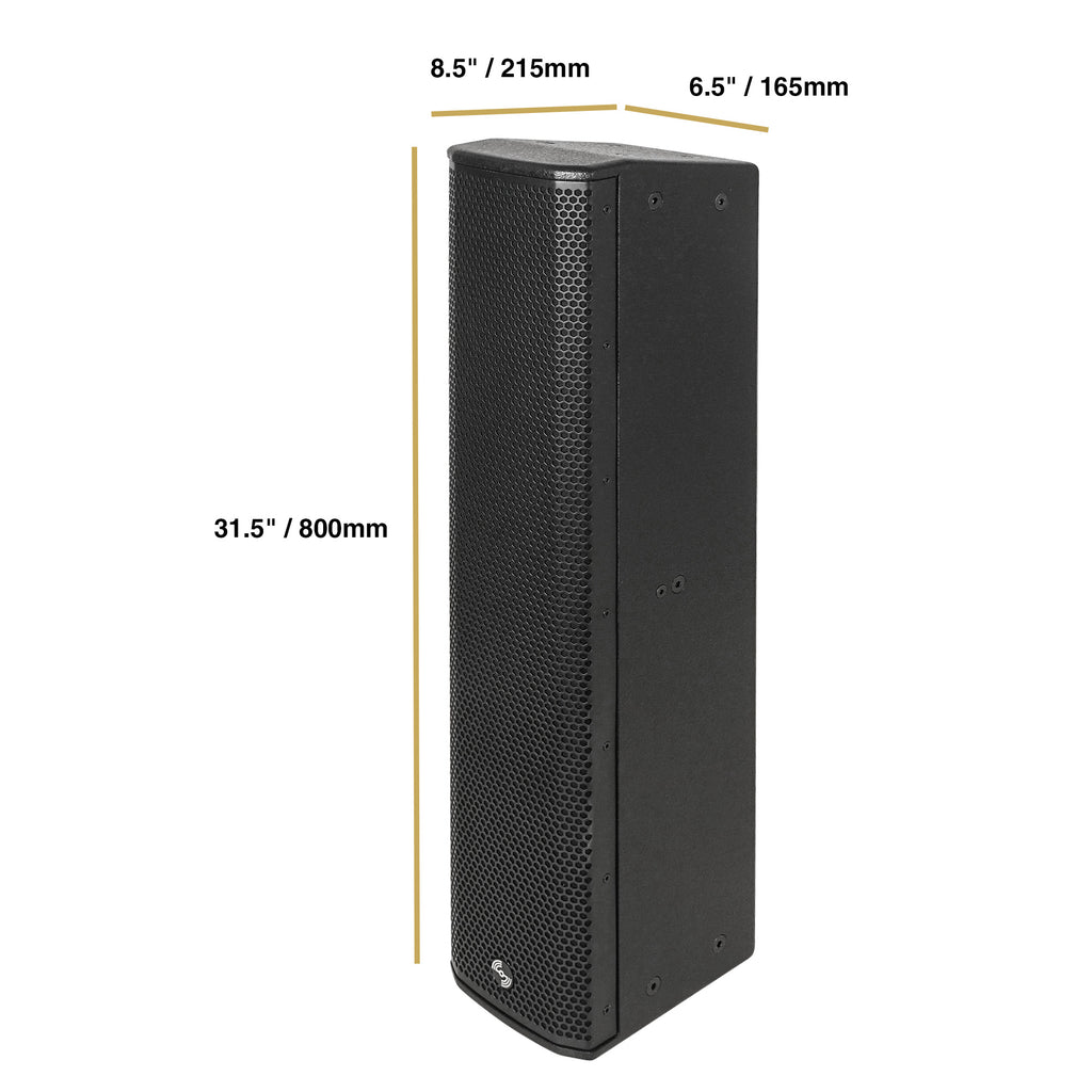 Sound Town CARPO-P6B | High-Power 900W Passive Column Line Array Speakers with 4x5" Woofers, Birch Plywood, Wall Mount for Installations, Black - Size and Dimensions