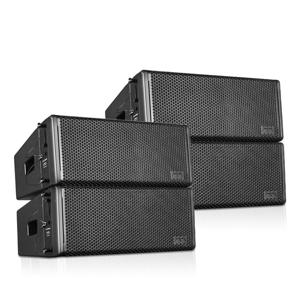 Sound Town FILA-210LMH-2PRS | 2 Pairs of Dual 10" 3-Way 3100W Full-Range Line Array Speaker, w/ Coaxial Drivers, Bi-Amp, Baltic Birch Plywood, Black-Right Angle 