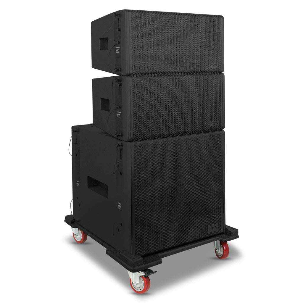 Sound Tiwn FL-21S212X2S | Passive Line Array Speaker Set with One 21-inch Subwoofer, Two Dual 12-inch Line Array Speakers, One Stacking Frame, One Caster Board-Right Angle
