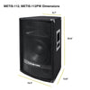 Sound Town METIS112-SWM10-NIX-S1 METIS Series 12" 600W 2-Way Full-range Passive DJ PA Pro Audio Speaker with Compression Driver for Live Sound, Karaoke, Bar, Church - Dimension