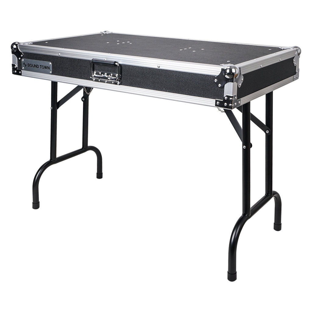 Sound Town STDJT-36W-R | REFURBISHED: Folding DJ Workstation Table, Plywood, 36-inch x 21-inch, turntable desk