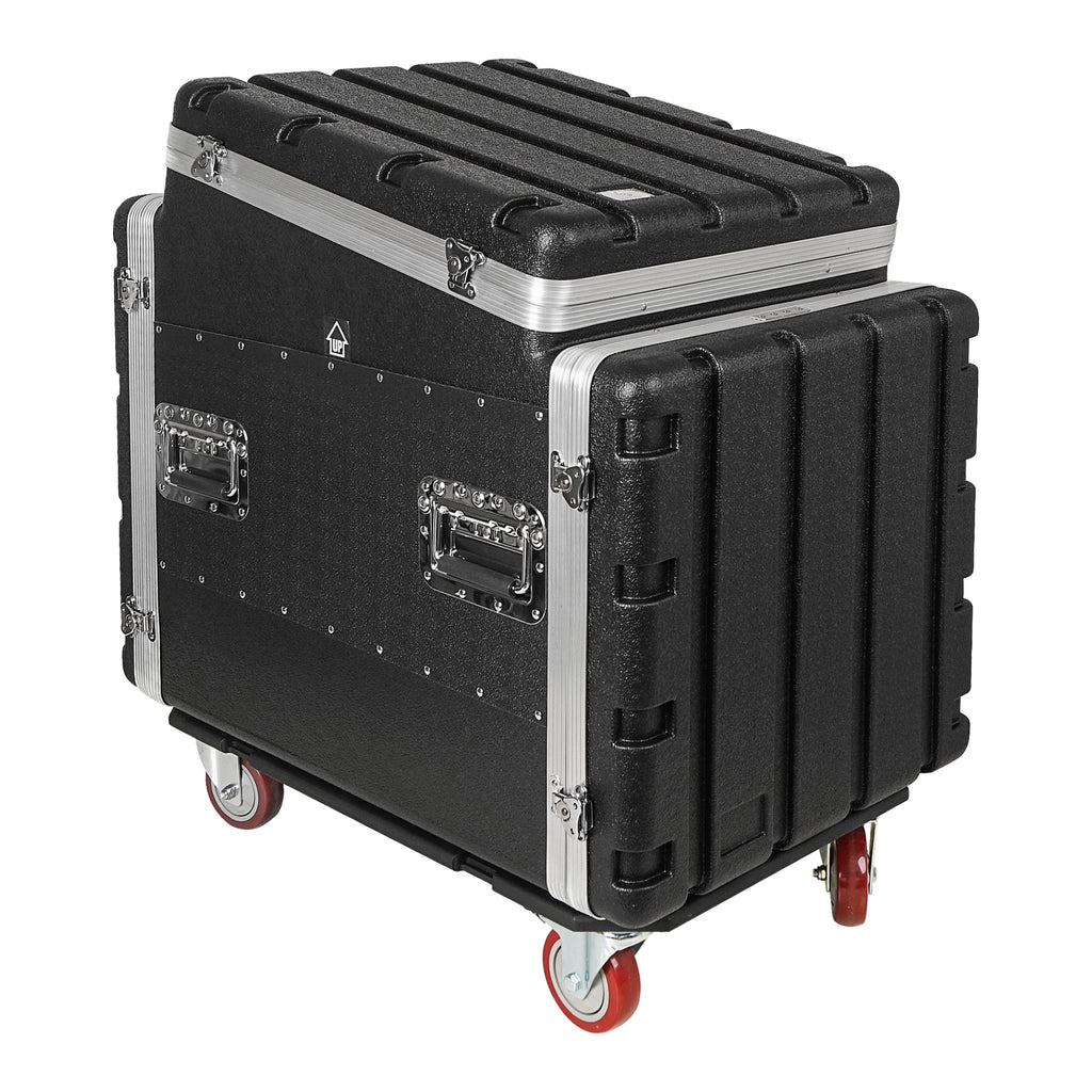 Sound Town STMR-A12X10UW | 10U Lightweight and Compact ATA ABS Rack Case, with Slant Mixer Top, Casters, 24.5" Depth, 12U Top , 10U Side Spaces - Heavy Duty Material