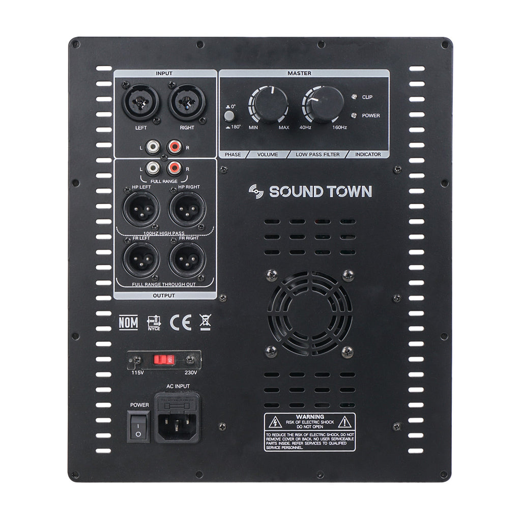Sound Town STPAS-G800-R | REFURBISHED: 700W RMS Class-D Plate Amplifier for PA DJ Subwoofer Cabinets w/ High-Pass Filter Outputs