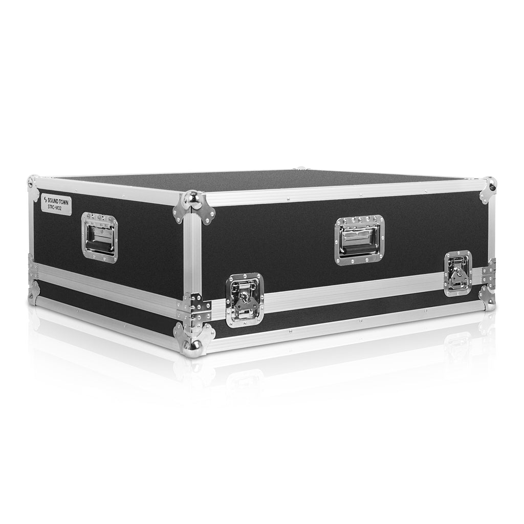 Sound Town STRC-M32 | ATA Plywood Mixer Case with Interior Foam Protection and Built-in Wheels for Midas M32 Digital Mixer Case-Latches