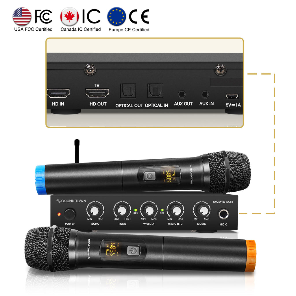 SWM16-MAX  Wireless Microphone Karaoke Mixer System w/ HDMI ARC