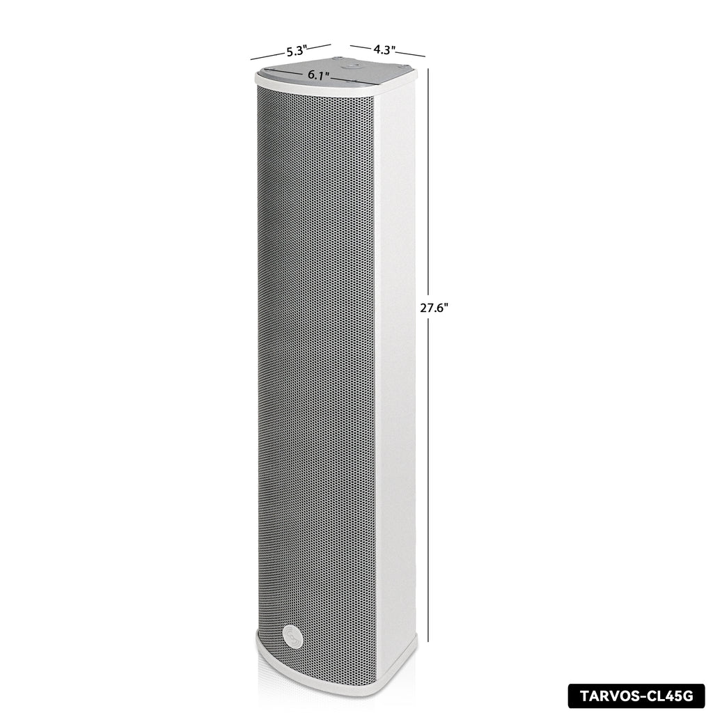 Sound Town TARVOS-CL45G | Passive 70V/100V 4x5" Weather-Resistant Column Array Speaker, w/ IP55-rated Aluminum Enclosure, for Home & Commercial, Gray-Dimension