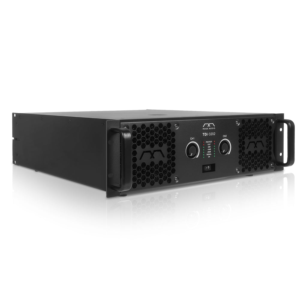 Sound Town TDI-3202 | Mode Audio High-Power Density Class-TD 2-Channel PA/DJ Power Amplifier, 2 x 3200W RMS at 4-ohm, with LPF, HPF, Bass Boost - Right Angle