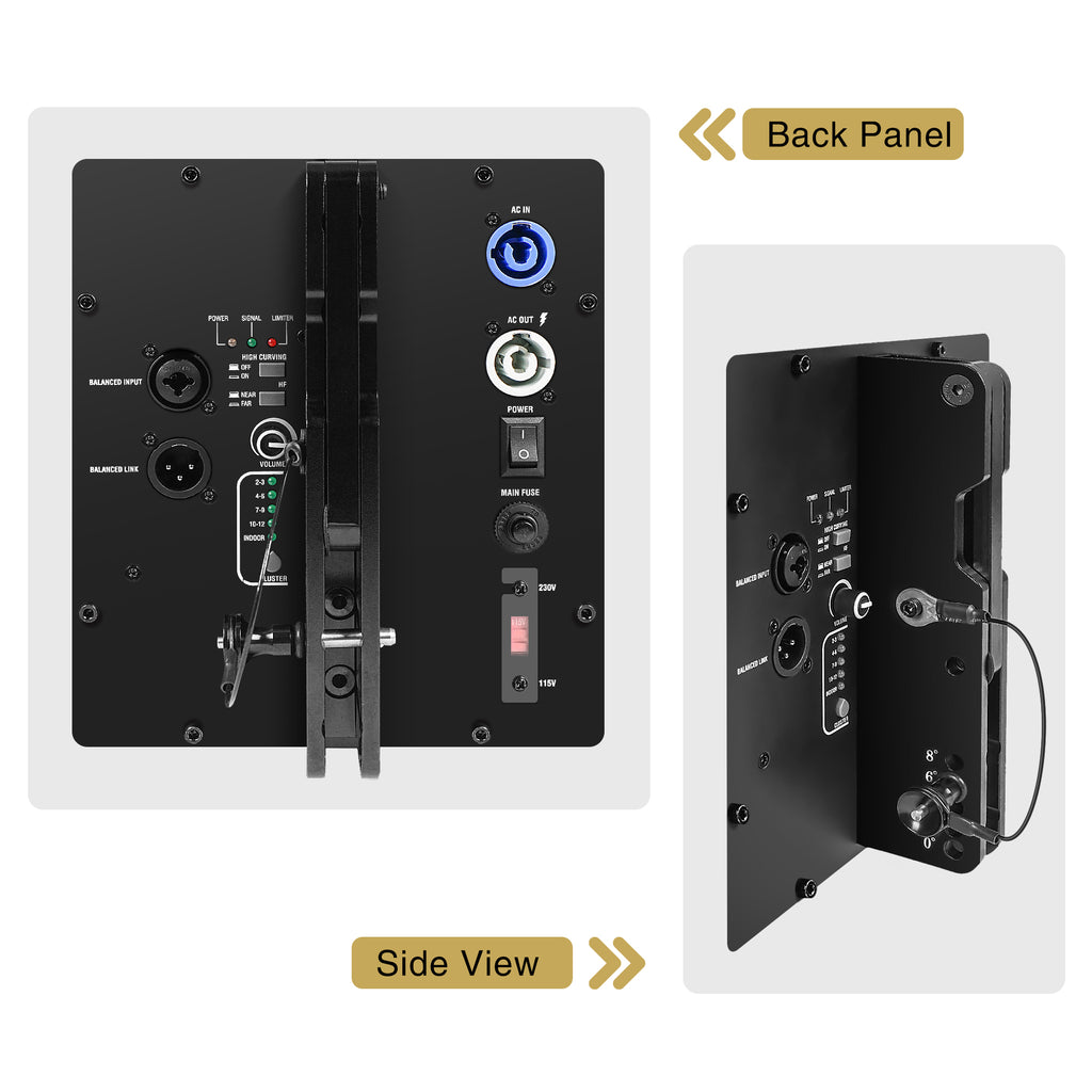 Sound Town ZETHUS-M3PW | ZETHUS Series Pair Ultra-Compact Powered Line Array PA Speakers, w/ Class-D amp, DSP, for Live Sound, Stage, Clubs, Churches and Schools - Multiple Flying Points, 0, 2, 4, 6, 8 Degrees Angle Adjustment