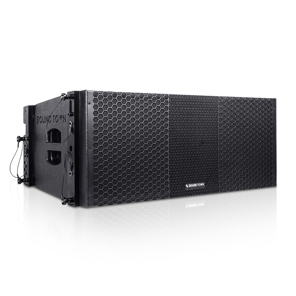 Sound Town ZS-118SP210BP4C | ZETHUS Series Dual 10" Powered Line Array Loudspeaker with Onboard DSP, Black - Right panel