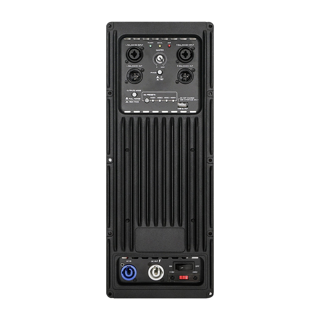 Sound Town ZS-M115SM3PWX4 | ZETHUS Series 1400W Powered Line Array Subwoofer, with Class-D amp, DSP, LPF, Black for Live Sound, Stage, Clubs, Churches and Schools - Plate Amp Module