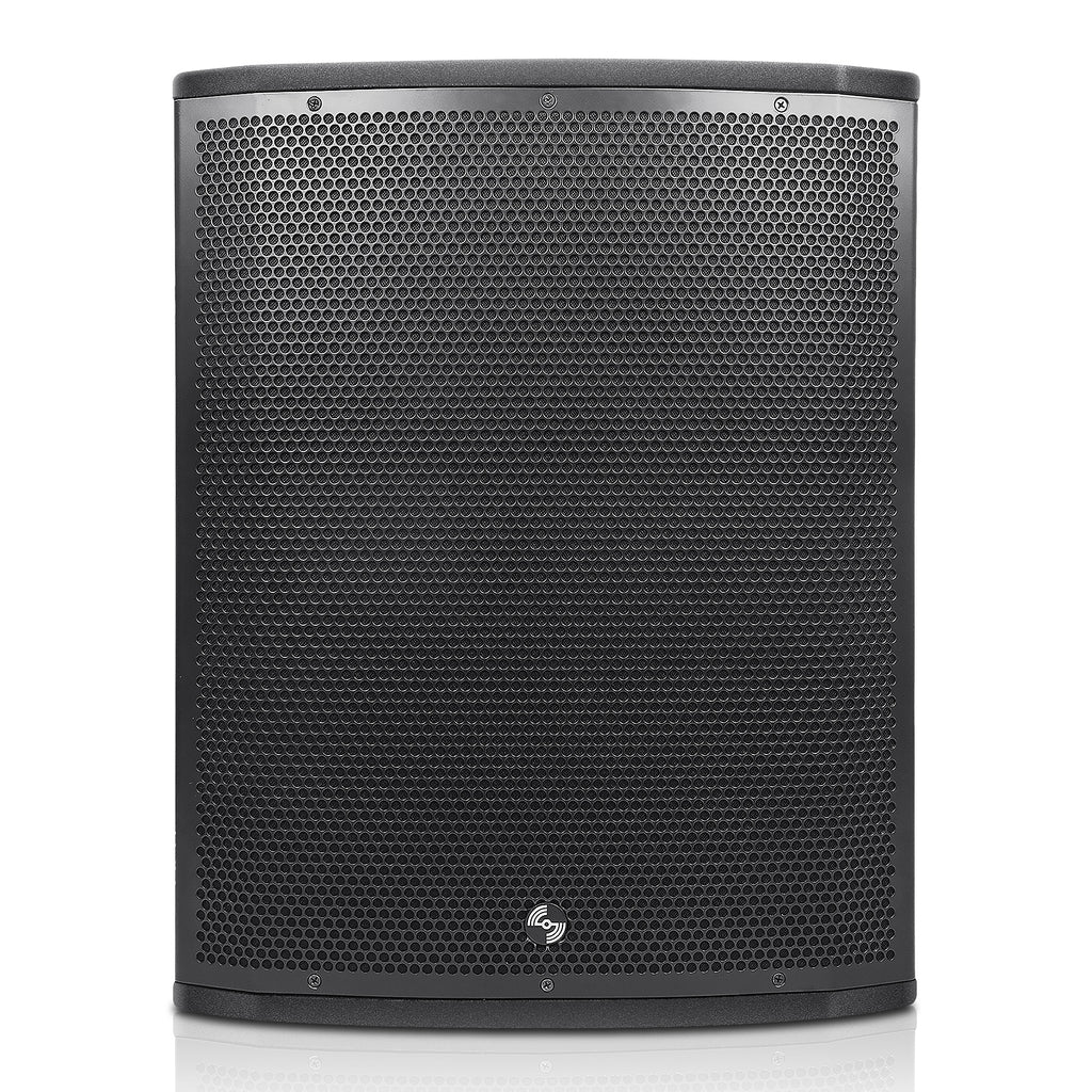 Sound Town ZS-M115SM3PWX4 | ZETHUS Series 1400W Powered Line Array Subwoofer, with Class-D amp, DSP, LPF, Black for Live Sound, Stage, Clubs, Churches and Schools - Front Panel