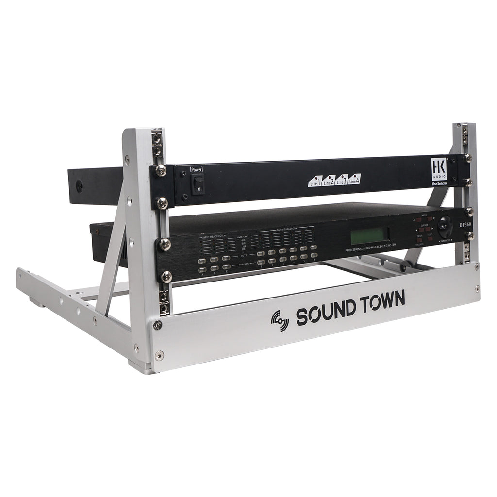 2PF-4A  4U Aluminum 2-Post PA/Network Desktop Open-Frame Rack, Angle  Adjustable – Sound Town