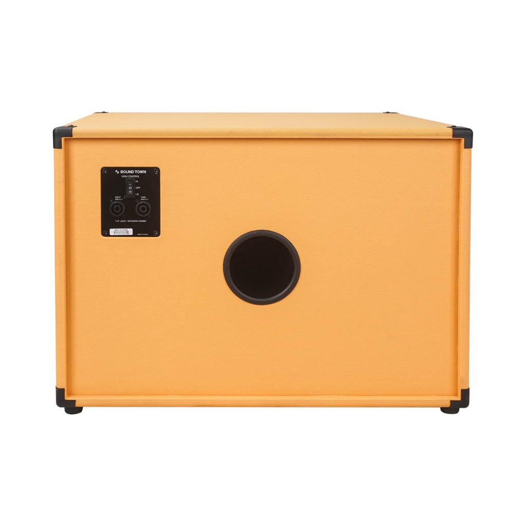 Sound Town BGC210OR | 2 x 10“ 400W Bass Cabinet w/ Horn, 8-ohm, Birch Plywood, 50oz Magnet, 3” Voice Coil, Orange Tolex - back panel