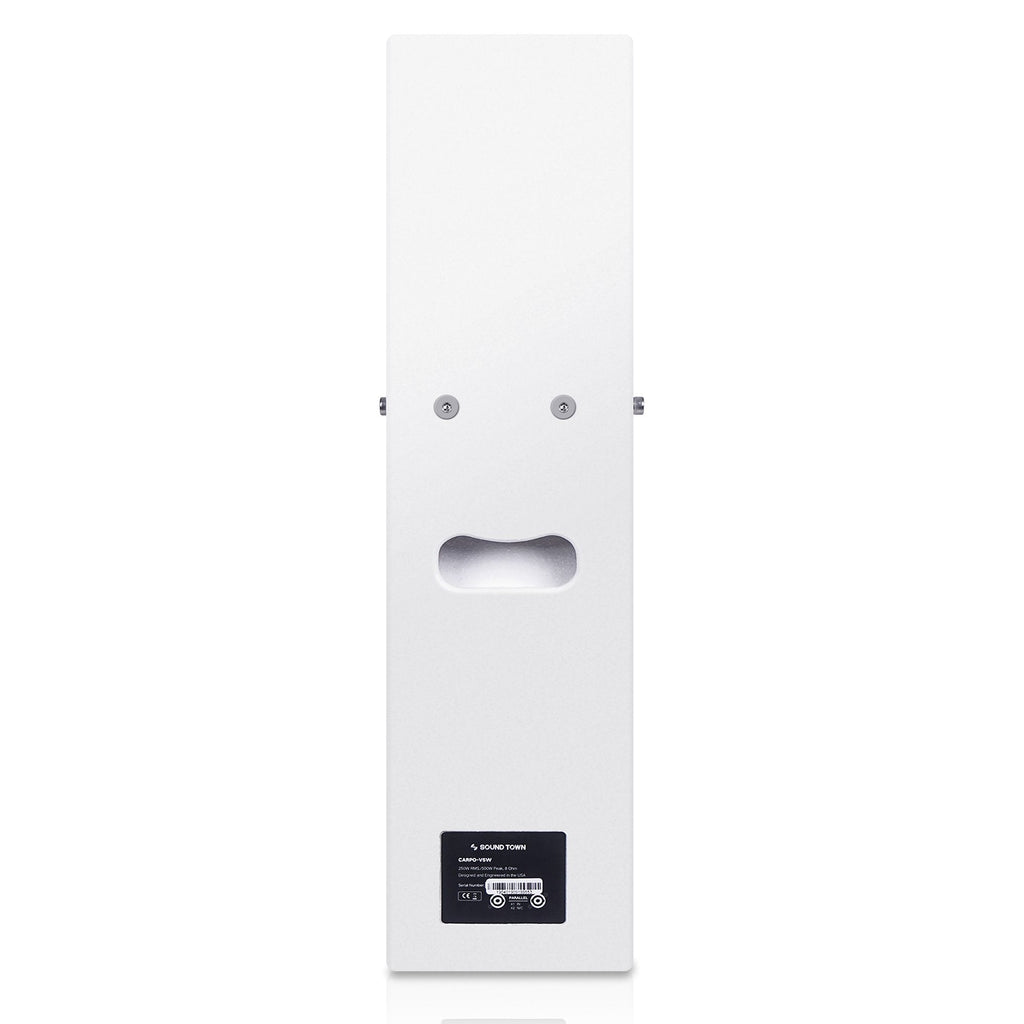Sound Town CARPO-V5W-R Passive Wall-Mount Column Mini Line Array Speakers with 4 x 5” Woofers, White for Live Event, Church, Conference, Lounge, Commercial Audio Installation, Refurbished - Back Panel