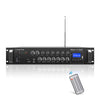 Sound Town STCA180-6Z 180W 6-Zone 70V/100V Commercial Power Amplifier with Bluetooth, Optical, Phantom Power, FM Antenna, for Restaurants, Lounges, Bars, Pubs, Schools - with Wireless Remote