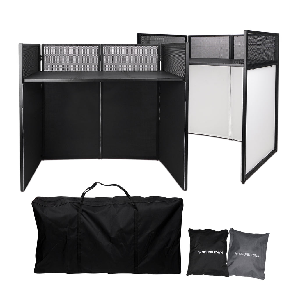 STDJB-4020 | Professional DJ Facade with 180-Degree Hinges, Carry Bags,  Black and White Scrim Panels