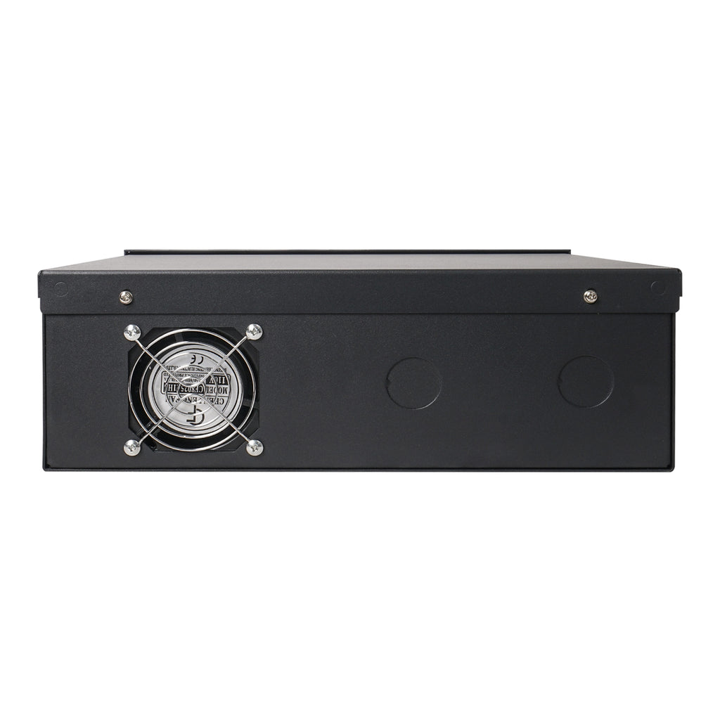 Sound Town STDVR-155 Heavy Duty DVR Security Lockbox with Cooling Fan, Black, 15"W x 15"D x 5"H - Back 