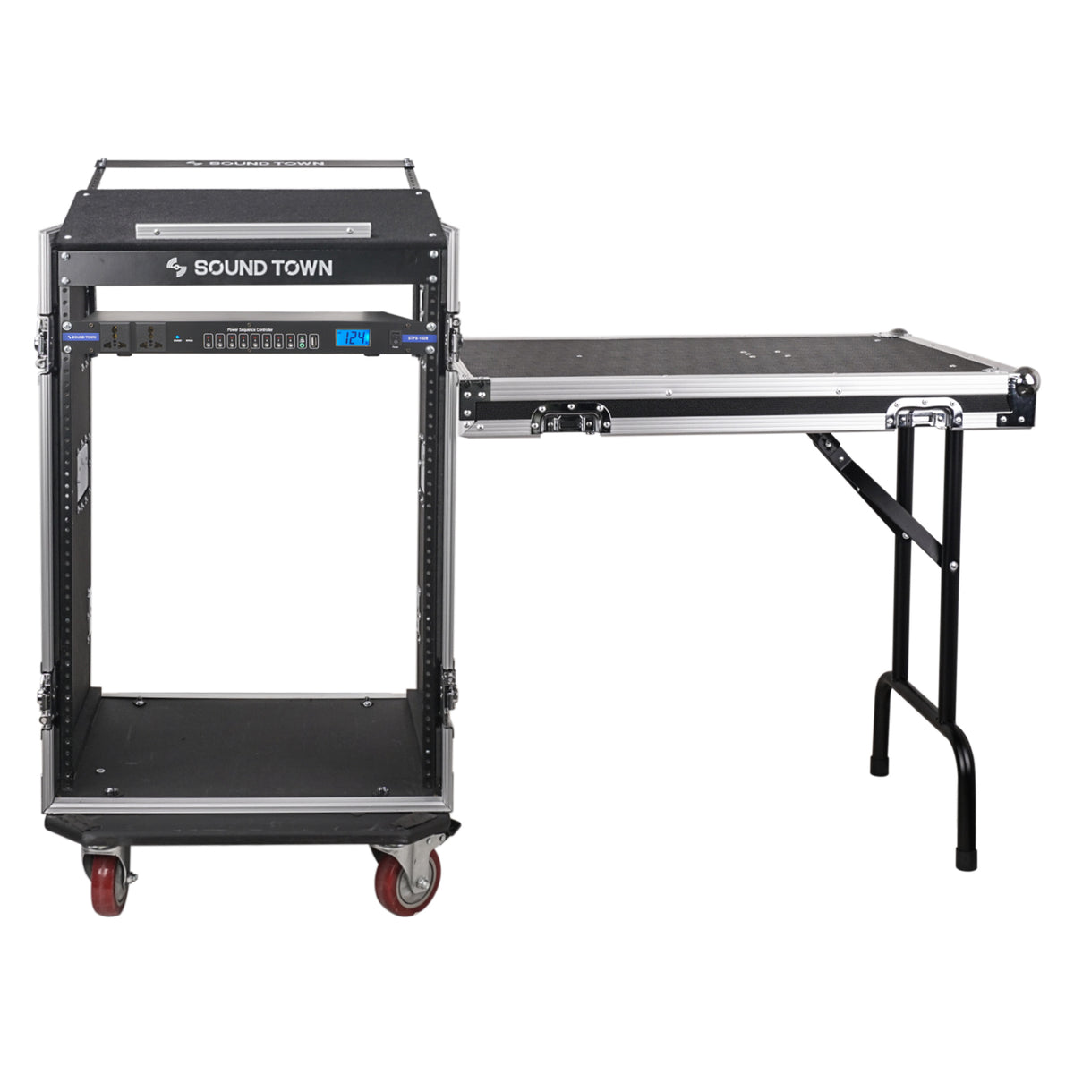 STMR-16TPS10 | PA DJ Combo w/ 16U Rack/Road Case w/ Slant Mixer Top, DJ  Work Table, One 10-Outlet AC Power Conditioner/Sequencer