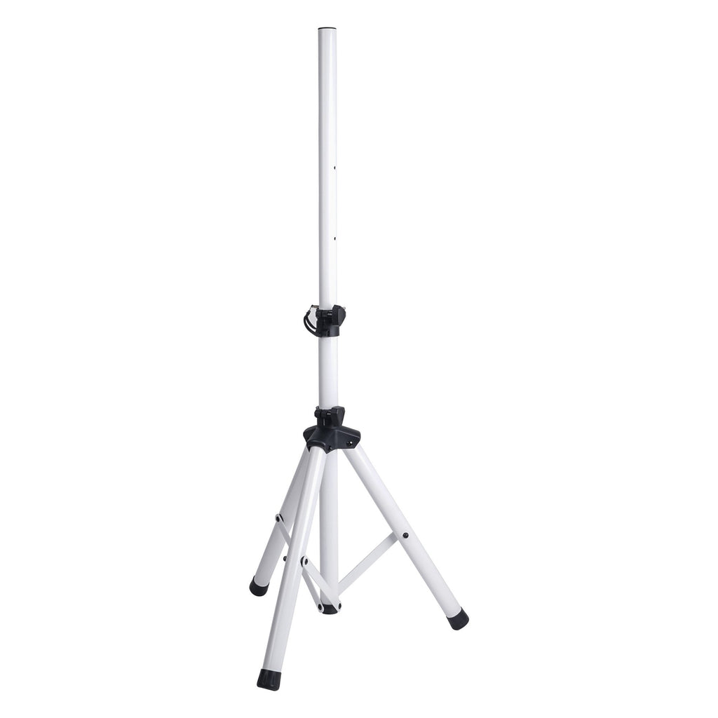 Sound Town STSD-48W-PAIR | Universal Tripod Speaker Stand with Adjustable Height, 35mm Compatible Insert, Locking Knob and Shaft Pin, White - Open