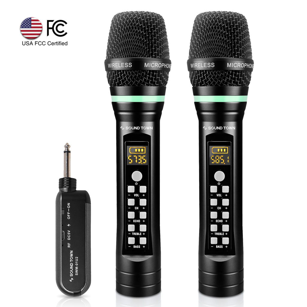 SWM01-U2HH | 100-Channel UHF Rechargeable Wireless Handheld Microphone  System with Bluetooth, Built-in Effects, 1/4