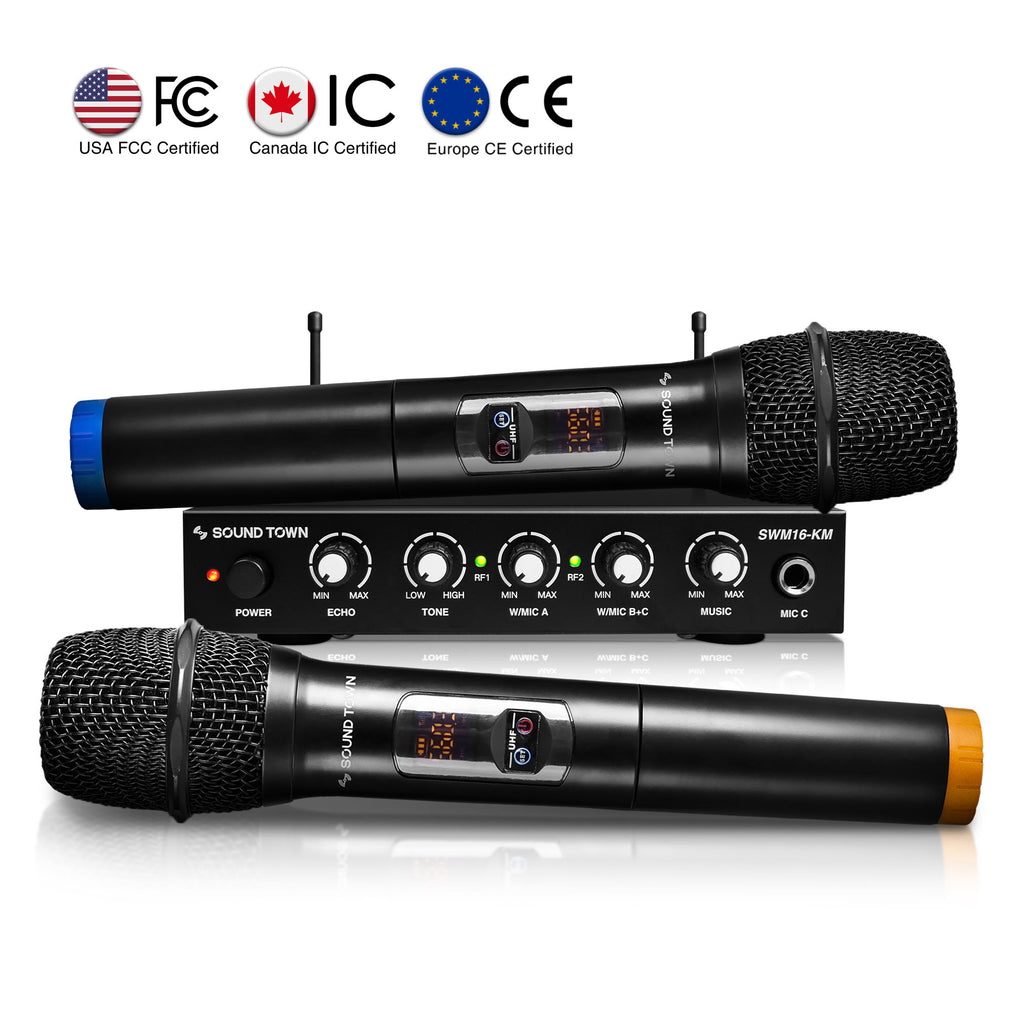 SWM16-KM 16 UHF Channels Wireless Microphone Karaoke & Mixer
