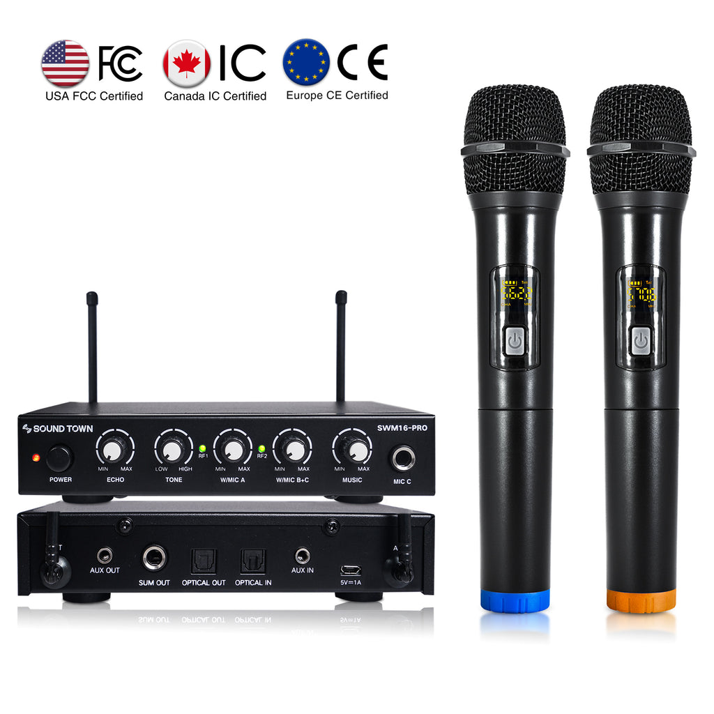Portable Karaoke Microphone Mixer System Set, with Dual UHF