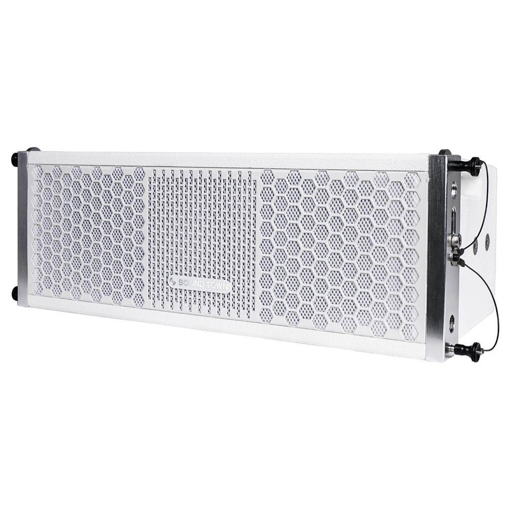 Sound Town ZETHUS-205WV2 ZETHUS Series Dual 5 inch Line Array Loudspeaker System with Titanium Compression Driver, White - Left Panel